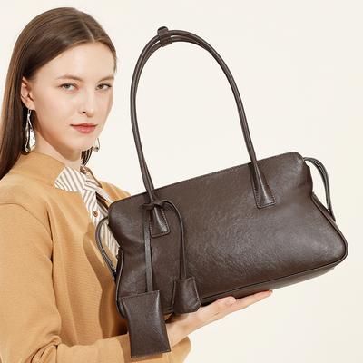Retro Trendy Ein Schulter Unterarm Nische Ledertasche für Damen Neu Vegetabil gegerbtes Rindsleder Handkissen Tasche