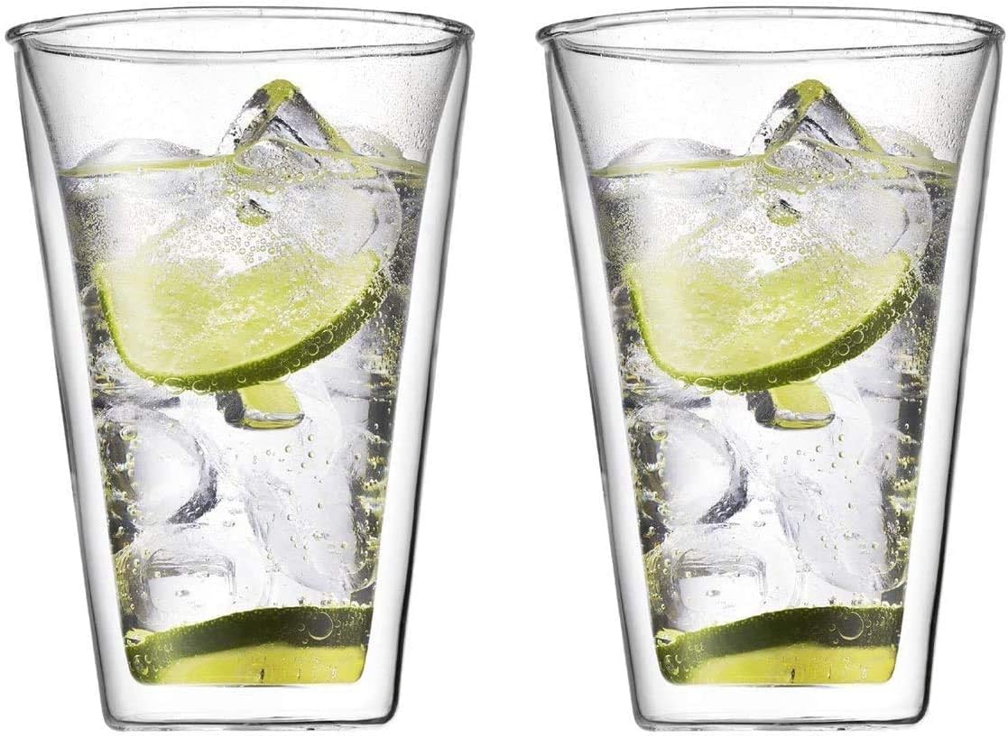 

Double Wall Glass Tumbler Double Structure Heat Resistant Cup 400ml of [Morningplace] (Set 2)