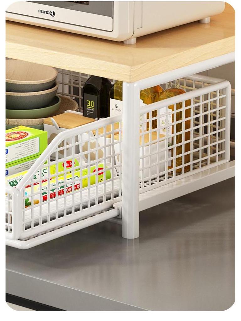 Countertop Kitchen Microwave Rack with Drawer for Oven, Rice Cooker, Air Fryer, and Appliances - Floor Standing Storage Organizer