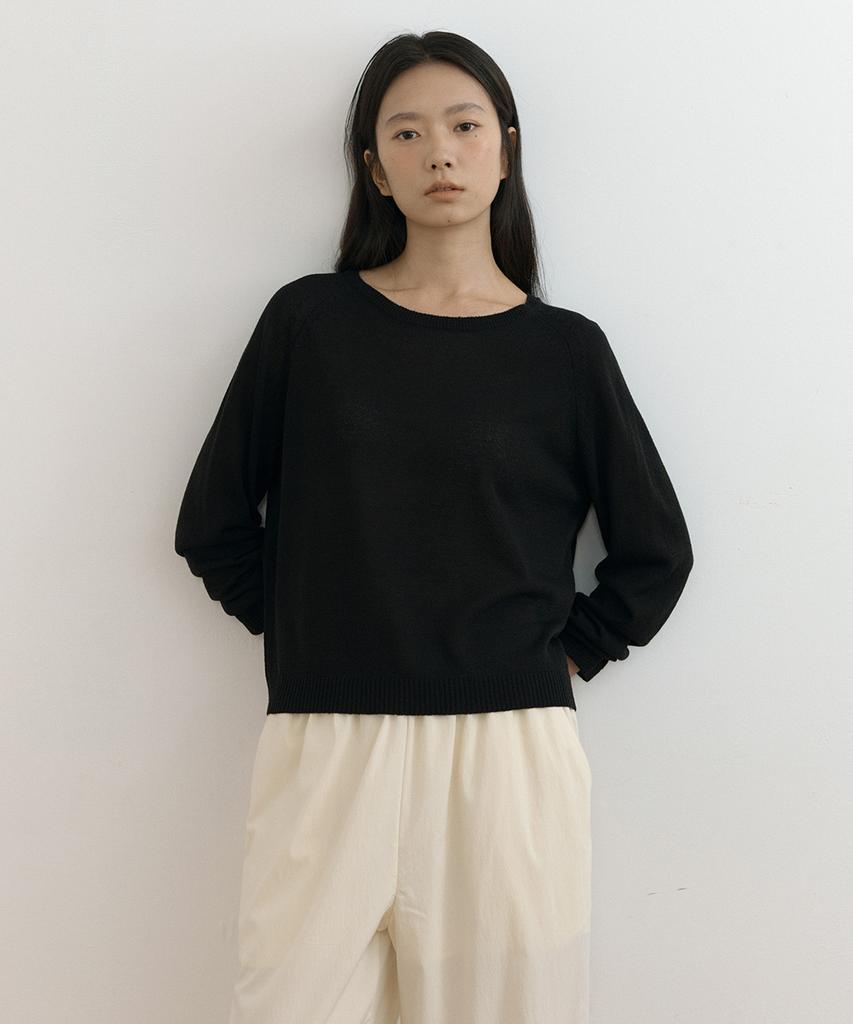 Lingseoul Linen Raglan Knit-Black