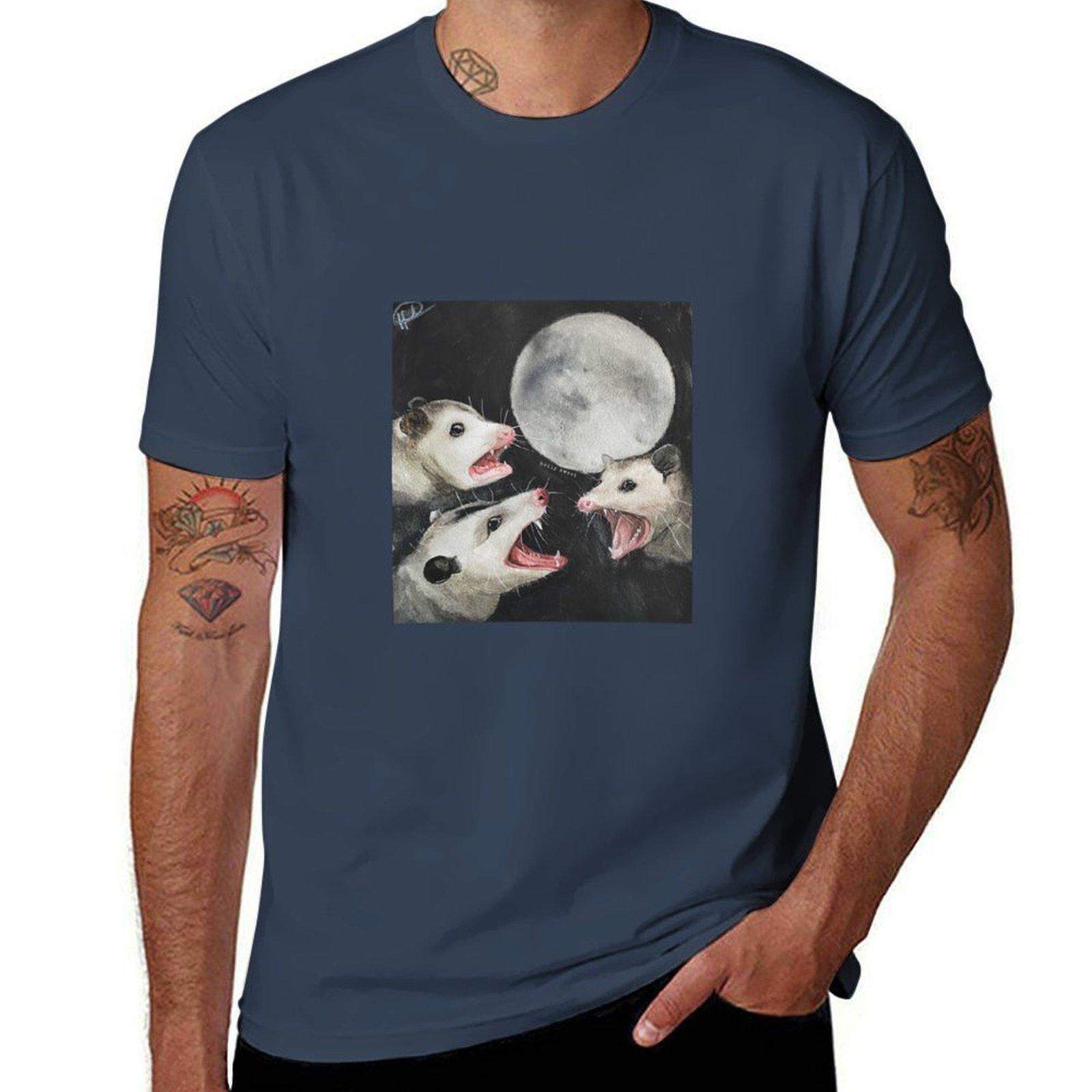 Possums howling at moon design TShirt Stretch Fabric Comfort TShirt S