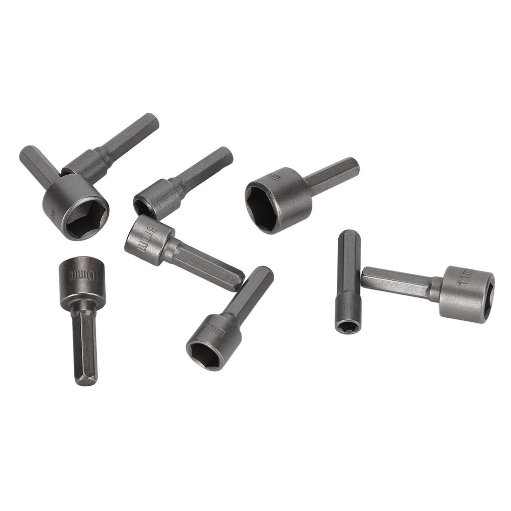 9 stk. Pipenøkkelbits 1/4" sekskantskaft Kromvanadiumstål Skrutrekkerpiper med oppbevaringsholder