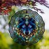 Wolf Windspiel Außendekor Boho Stil Metall Tierkunst 360 Drehbarer Haken Dynamische Drehung Geschenk für Balkon Garten Zuhause