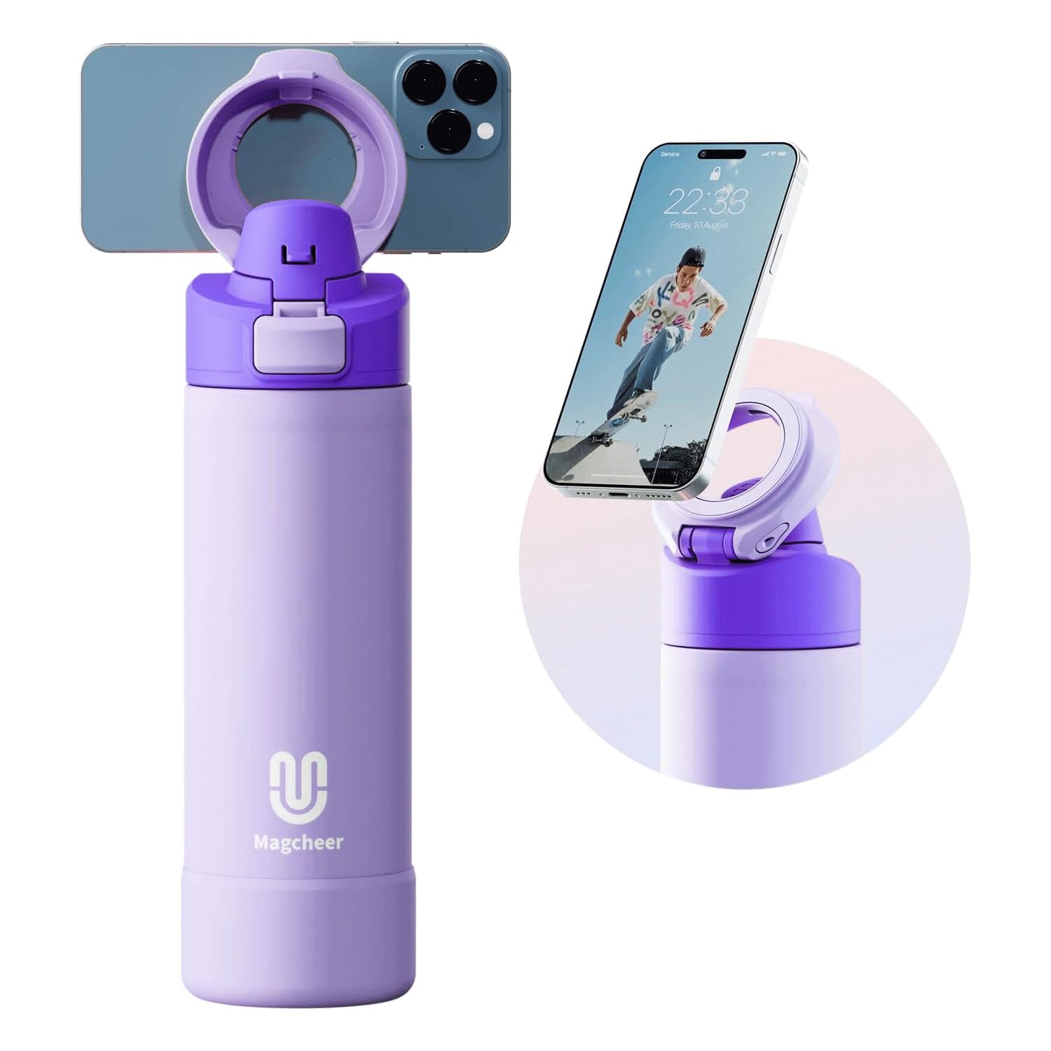 

[MagSafe Compatible 24-Hour HotCold Insulation] Water Bottle, Sports Bottle, Vacuum Insulated, Direct Drinking, Compatible with iPhone, Android, and