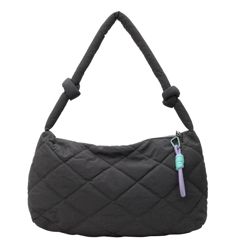 Casual Big Bag New Fashion Rhombus Embroidery Thread Shoulder Bag Women's Large-capacity Class Commuter Messenger Bag