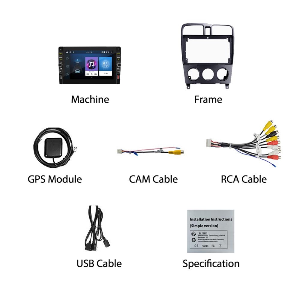 8 Inch 2 Din Android Car Radio Multimedia Video Player for Subaru Forester SG 2002-2008 With Button Knob WiFi 1+32GB