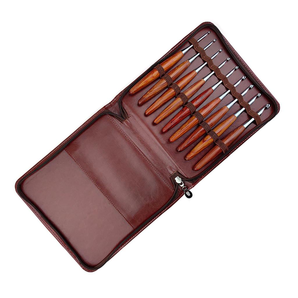 9Pcs Wood Handle Crochet Hook 3.5mm-8.0mm Ergonomic Crochet Needle for Beginner Knitting Crocheting Sweater Scarf Gloves