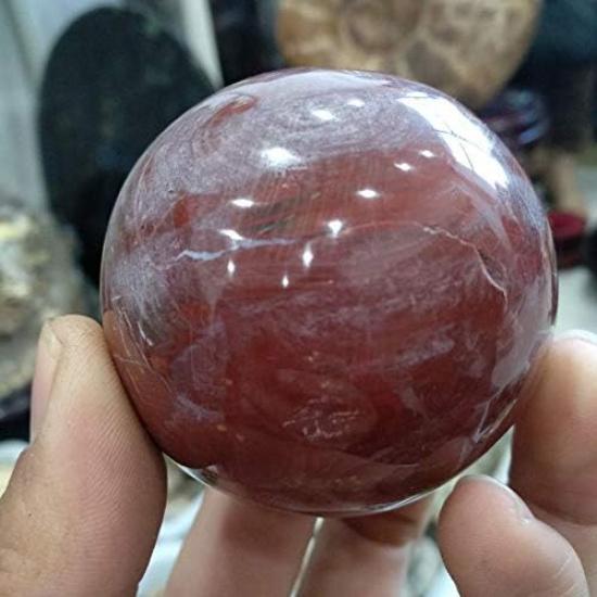 1Pc Red Rose Petrified Wood Sphere Dia 60mm Agate Quartz Crystal Ball Stone for Home Office Decor