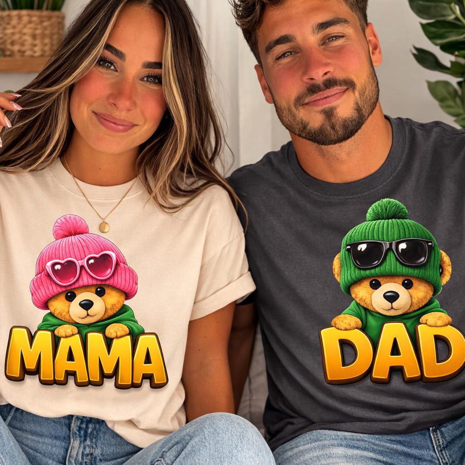 Comfort Colors Mama Dad Teddy T-Shirts, Cute Bear Mama Shirt, Dad Shirt, Mom and Dad Shirt, First Birthday Family Shirt, Trendy Shirt 2026 M