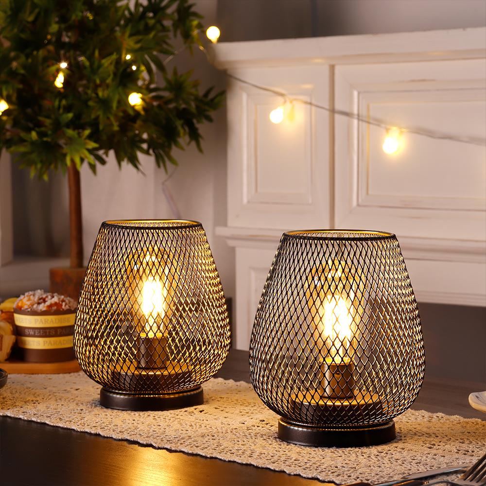 Freeshipping Birdcage Shape Table Lamp Cordless Battery Lamp Nordic Brown Decorative Indoor Light