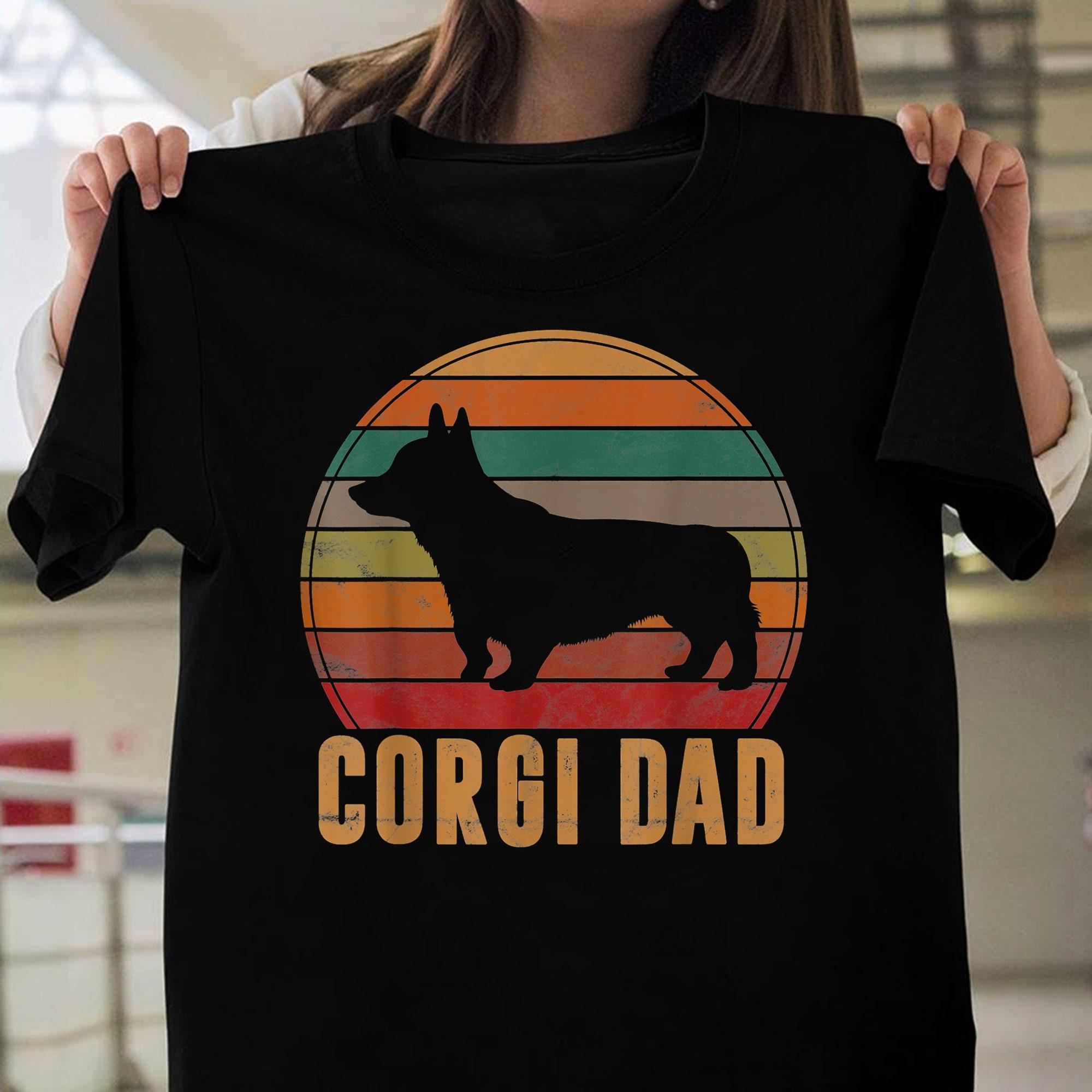 Retro Corgi Dad Gift Dog Owner Pet Welsh Corgi Women T Shirts Cotton Tops S чёрный
