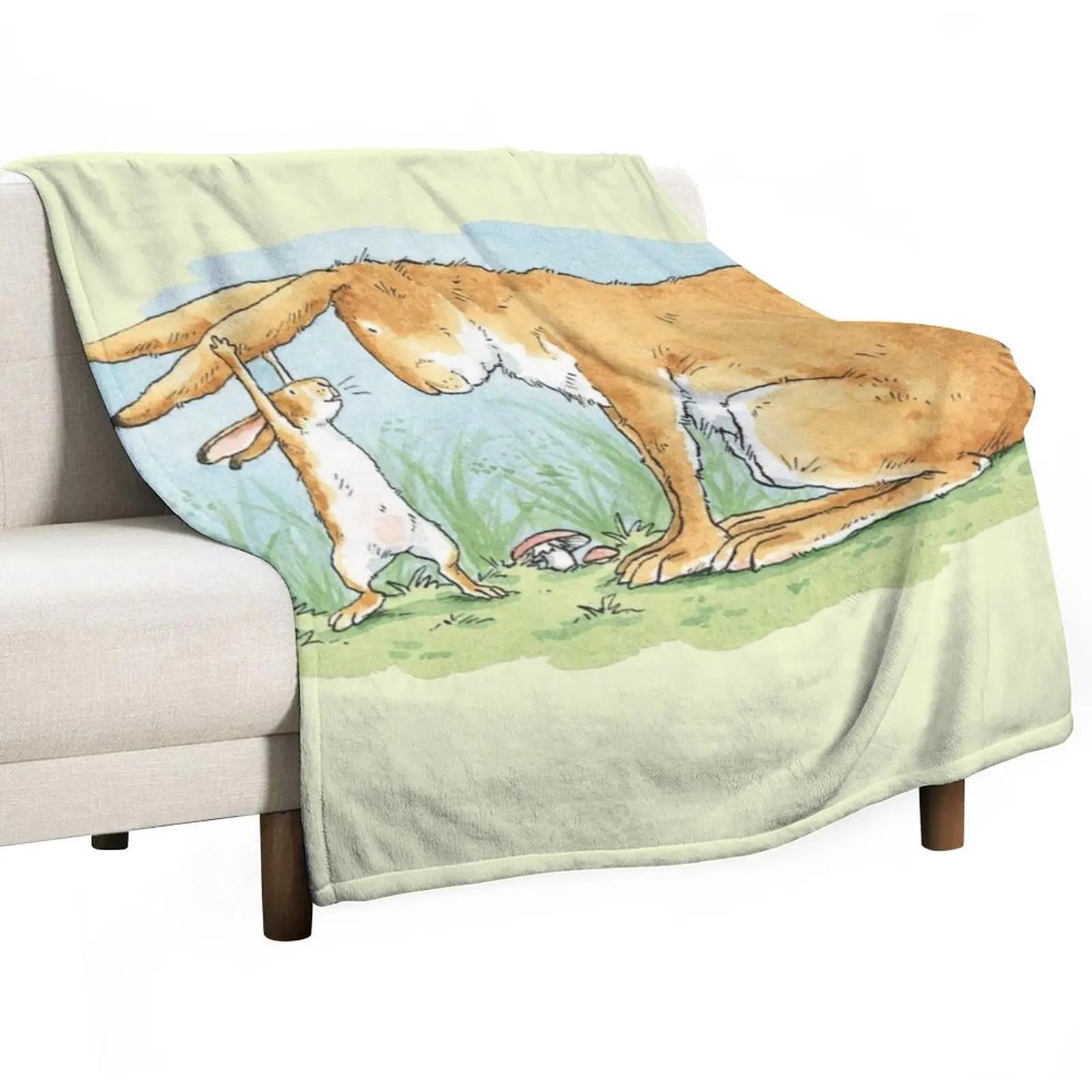 Guess How Much I Love You classic rabbit illustration Throw Blanket Warm Blanket Sofa Quilt Size: 75*100cm, Weight: 230 GSM