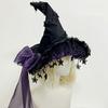 Lace Lolita Witch Hat Bow Ribbon Cosplay Accessories Party Headwear Wizard Cap  Women's Costume