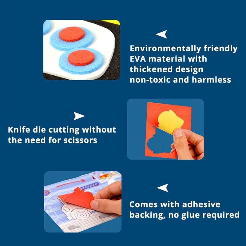Non-Toxic 10 Pcs 3D Eva Foam Sticker Creative Art Craft Kit For Kids Children Diy Cartoon Animal Transportation Painting For Education