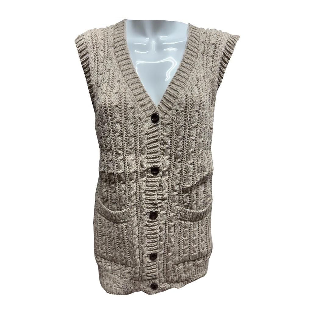 Ciciten Pocket Buttoned Daily Knitwear Women's Vest Mother's Vest