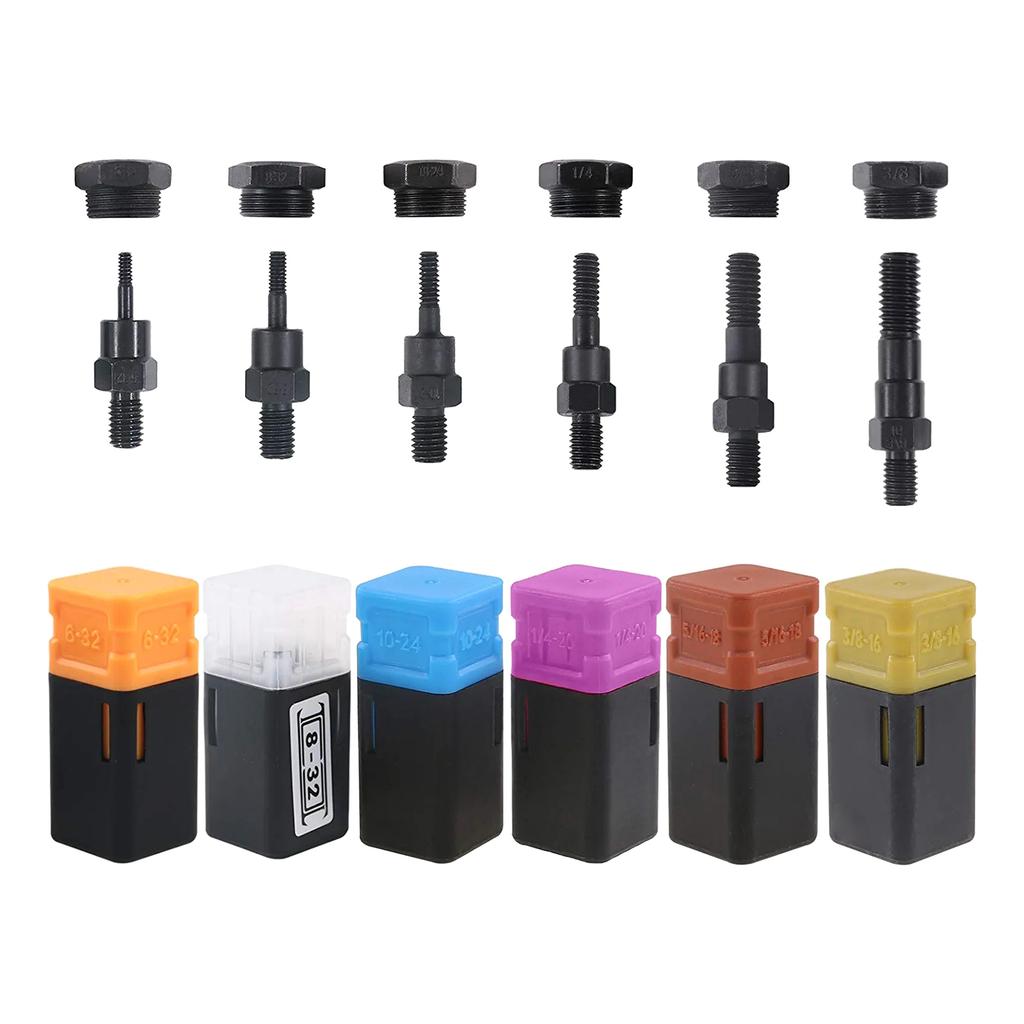 Hand Rivet Nut Tool Kit Hand Blind Riveter with 6Pcs Rivet Nuts Rivet Nut Gun Riveting Tools and Nose Pieces