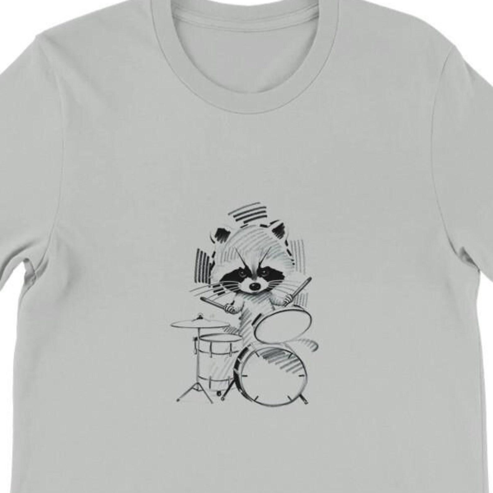 Raccoon Drumming Shirt , Unisex, Animal Lover Shirt, Funny Animal T-shirt, Gifts For Him, Gifts for Her XL