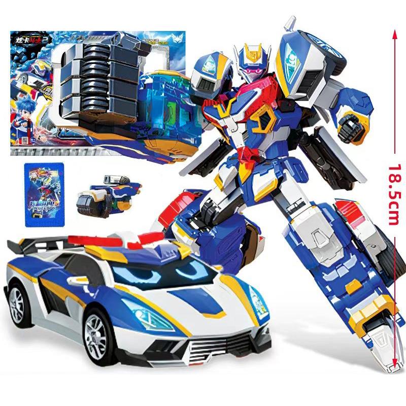 Metal Cardbot S BLUE COP W Transforming Robot Squad Car Card Toy Action Figure ABS Transformation Model Children Gift