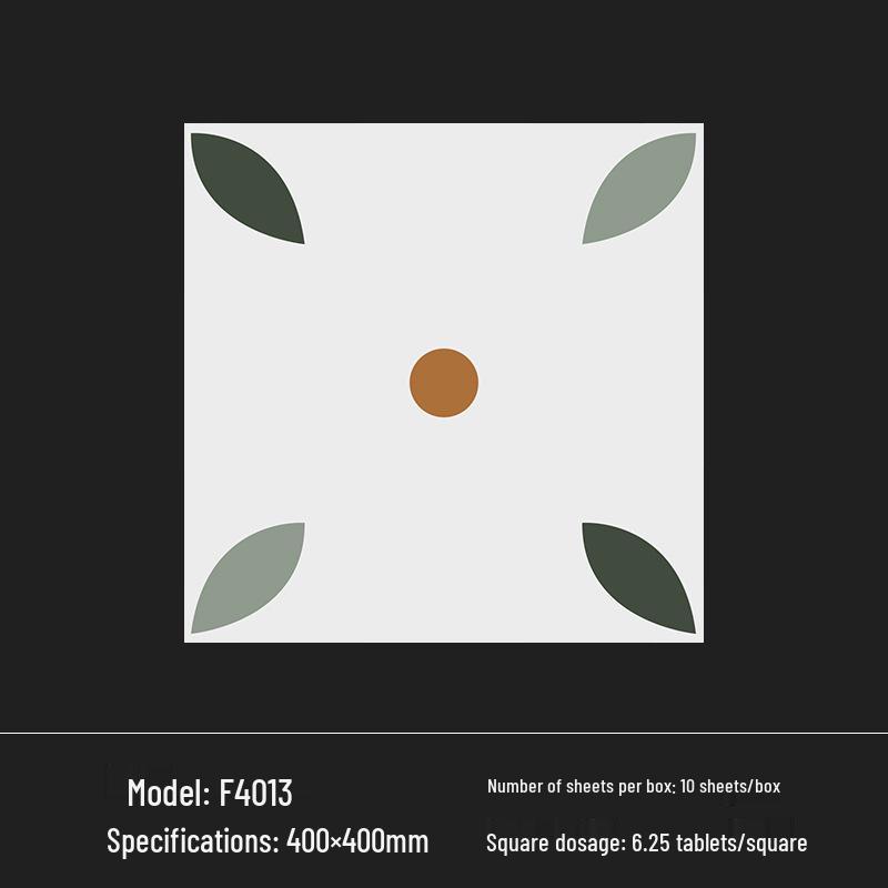 400x400 Zelená francouzská retro dlaždice s malým květinovým vzorem pro kuchyň, koupelnu, balkon a podlahu