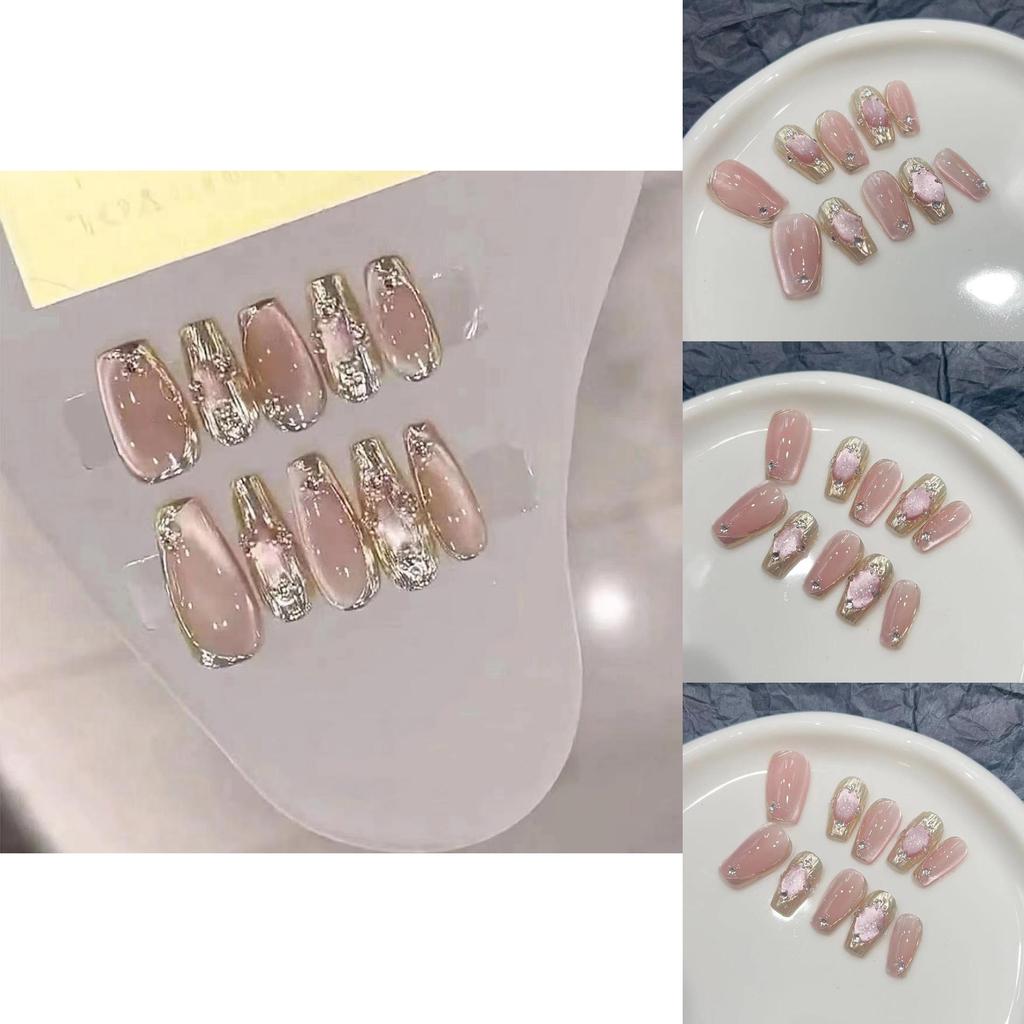 Tragefertige Nagelkunst Rosa Farbe Cat Eye Vintage Stil 375 Göttin Mädchen Kleine Größe S