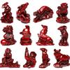 Golden Zodiac Animal Figurines Set: Dog, Rat, Ox, Tiger, Rabbit, Dragon, Snake, Horse, Sheep, Monkey, Rooster & Pig - Gift In Stock.