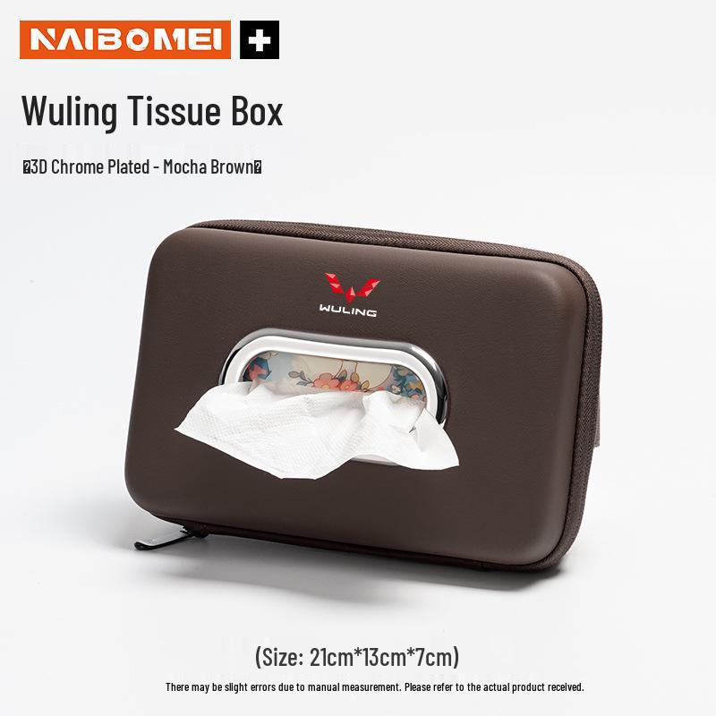 Compatible Tissue Box for Wuling Cars: Hongguang, Rongguang, Kaijie, Xingchen, Xingchi, and Bingo. Easily hangs on armrests.