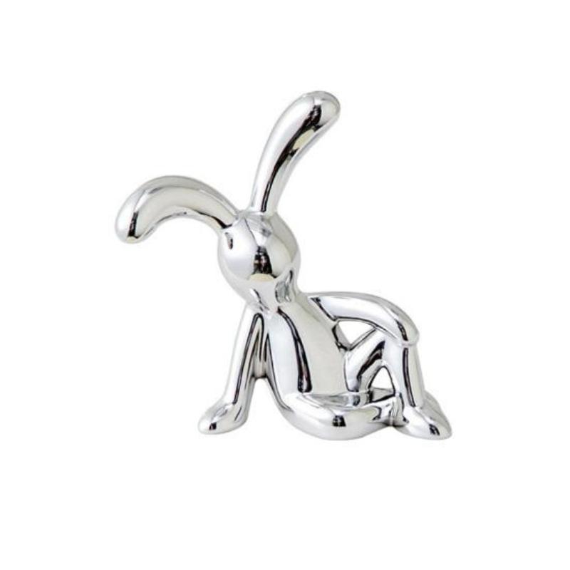 1/2 Pcs Long-eared Rabbit Figurines Electroplated Rubber Sitting Rabbit Figure Model Toy