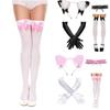 Catgirl Costume Accessories Cats Ear Headband Lace Collar Necklace Gloves and Knee High Sock for Women Girl Cosplay