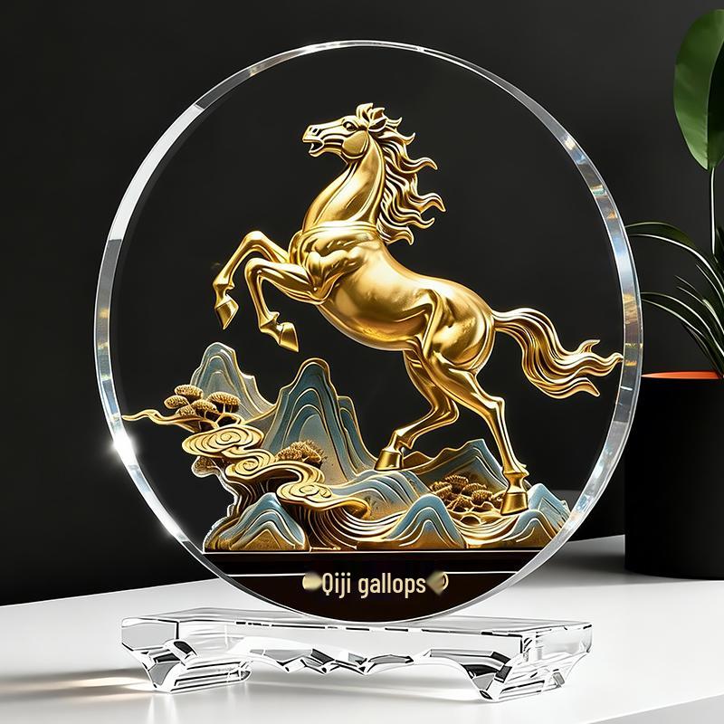 Figurina di Cavallo dello Zodiaco in Cristallo: Amuleto di Successo e Ricchezza per Casa, Ufficio o Regalo