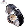Für Forsining Damen Luxus Gold Skelett Armbanduhr Leuchtende Funktion 18mm Bandbreite Ovales Gehäuse Zeiger für Leder Kleid Mädchen