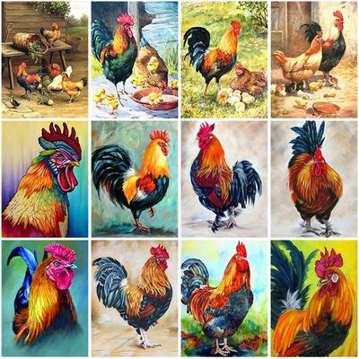 DIY Diamond Painting Chickens Mosaic Diamond Embroidery Full Square/Round Drill Rooster Hen Picture of Rhinestone Handcraft Gift