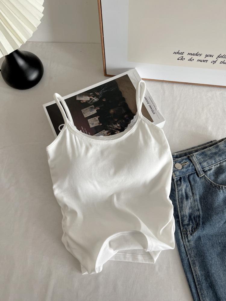 

Women s Camisole with Built-in Bra, Stylish Base Layer Top, Beautiful Back Design, All-in-One Sleeveless Summer Wear #7016 One Size белый