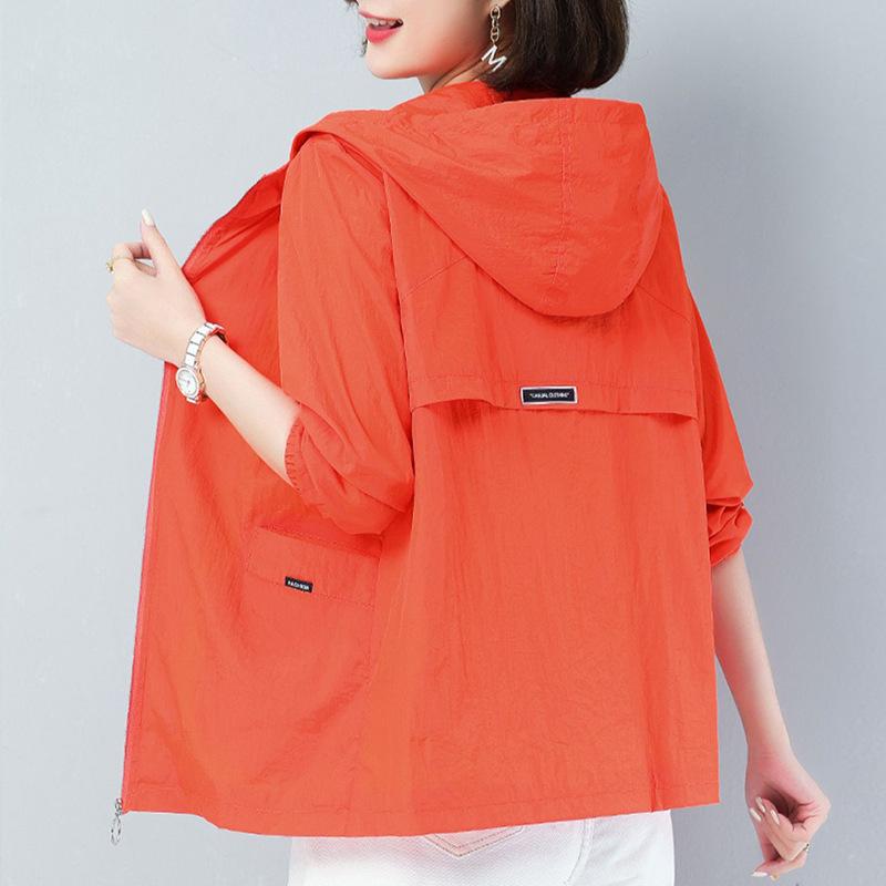 Women's Jacket Plus Size Summer Shirt Short Section Hooded Casual Jacket Outdoor Windproof Jacket