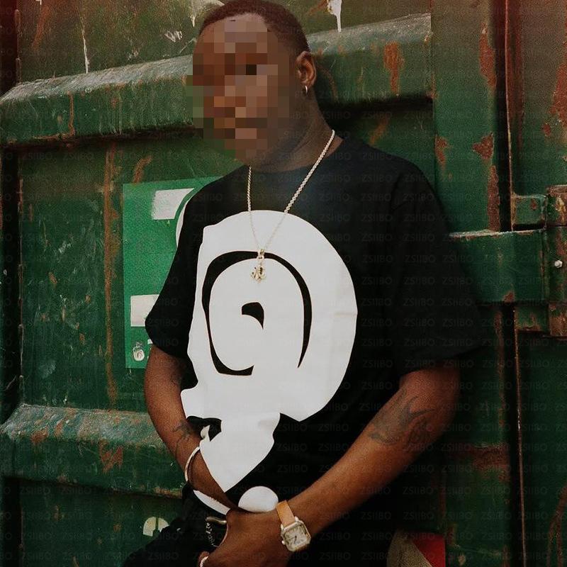 European and American simple and fashionable street style summer hand-painted pattern men's and women's T-shirt