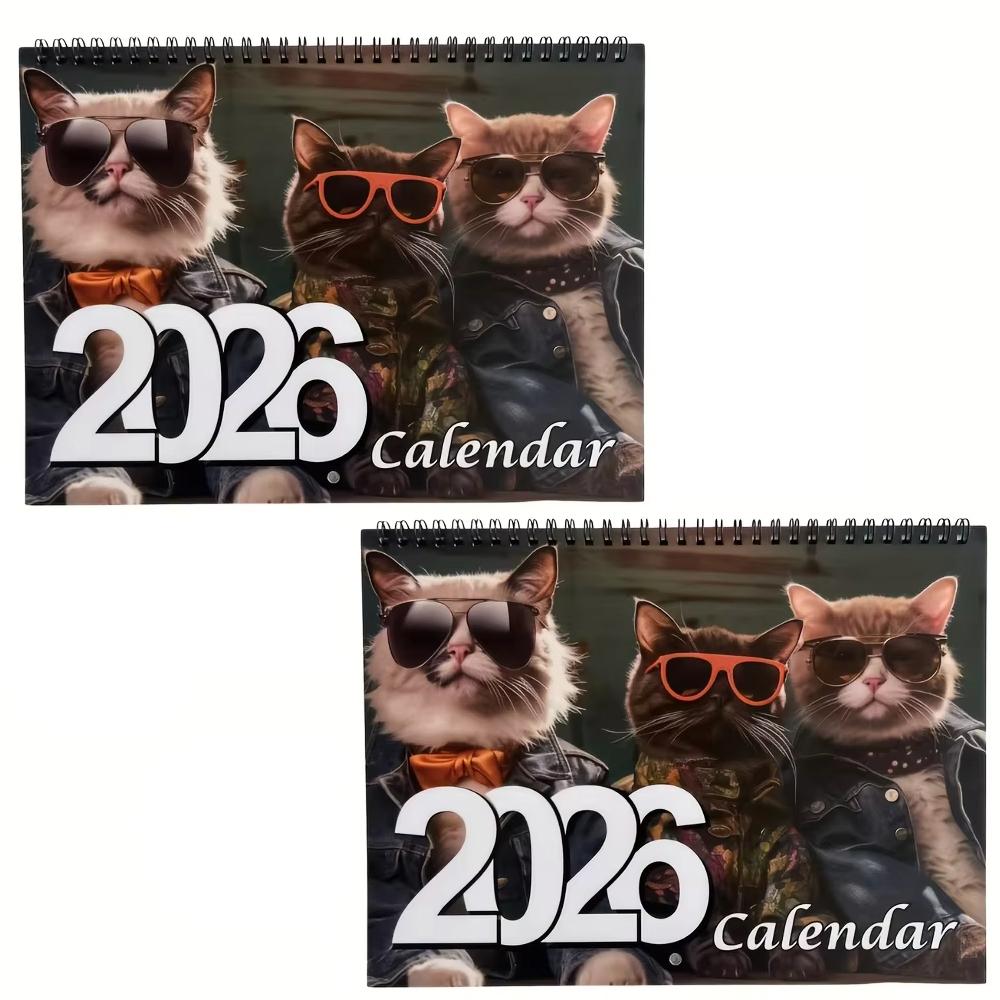 2026 Hip Cat Wall Calendar 3 Cool Cats In Sunglasses Trendy Attire Must Have for Cat Lovers Perfect Gift and Home Decor