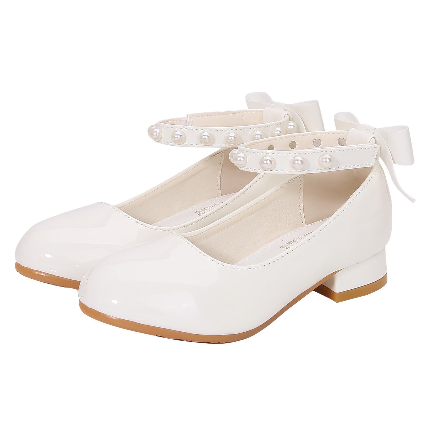 

Princess shoes for girls, high-heeled women s shoes, white leather shoes, elementary school student formal dress choir performance shoes, soft sole, 25