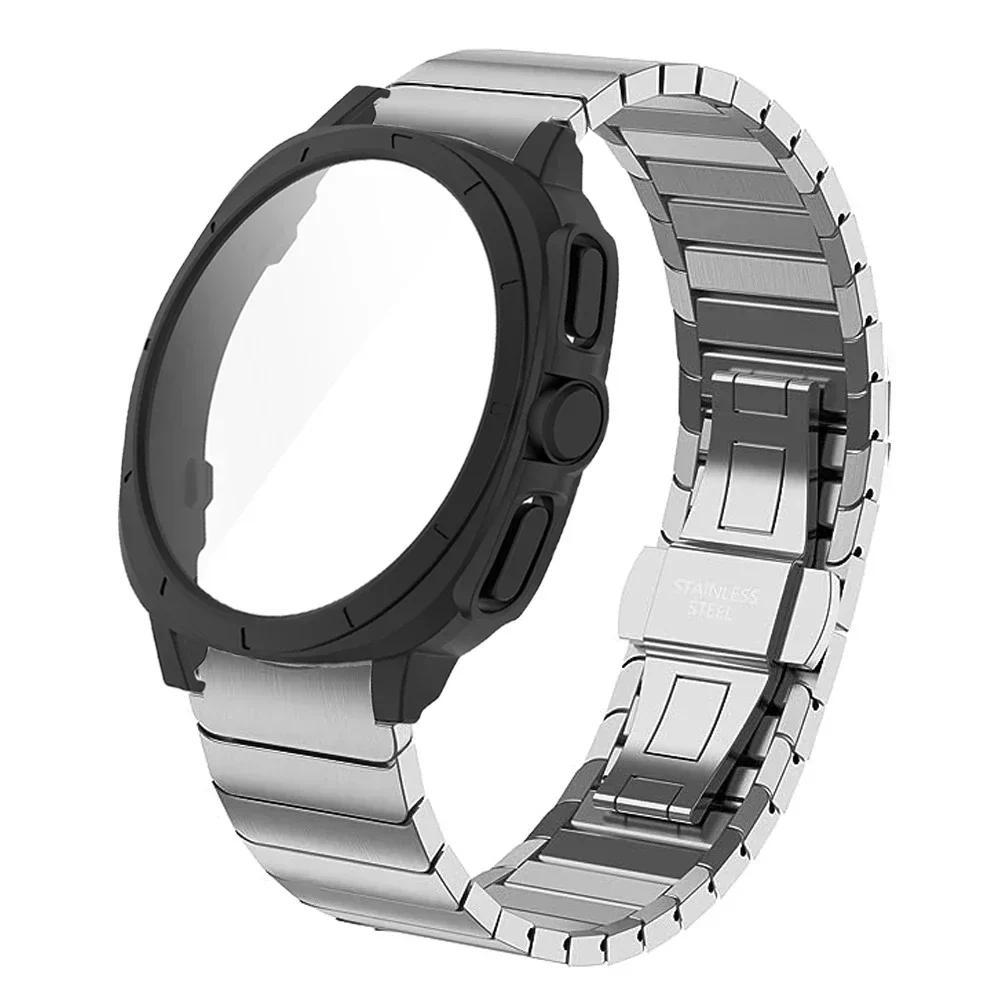 No Gaps Stainless Steel Band+Case for Samsung Galaxy Watch 7 44mm 40mm Upgrade To Galaxy Ultra Tempered Glass Screen Protector