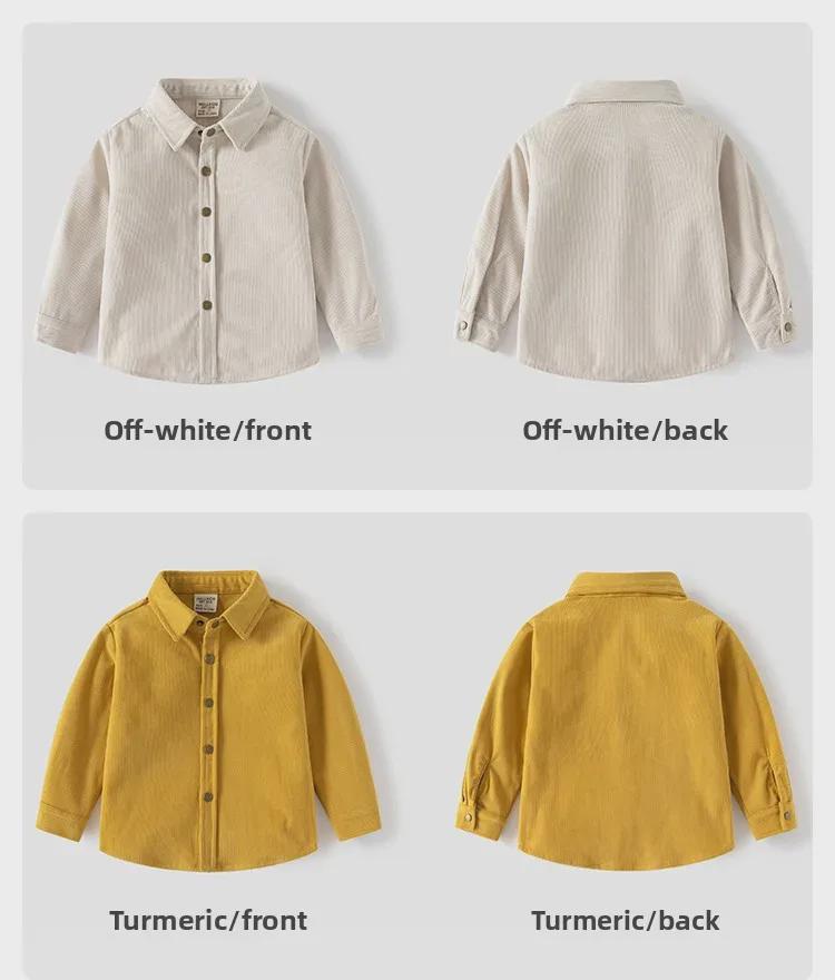 2024 Spring/Autumn Baby Corduroy Shirt - Stylish Korean Solid Color Jacket for Kids