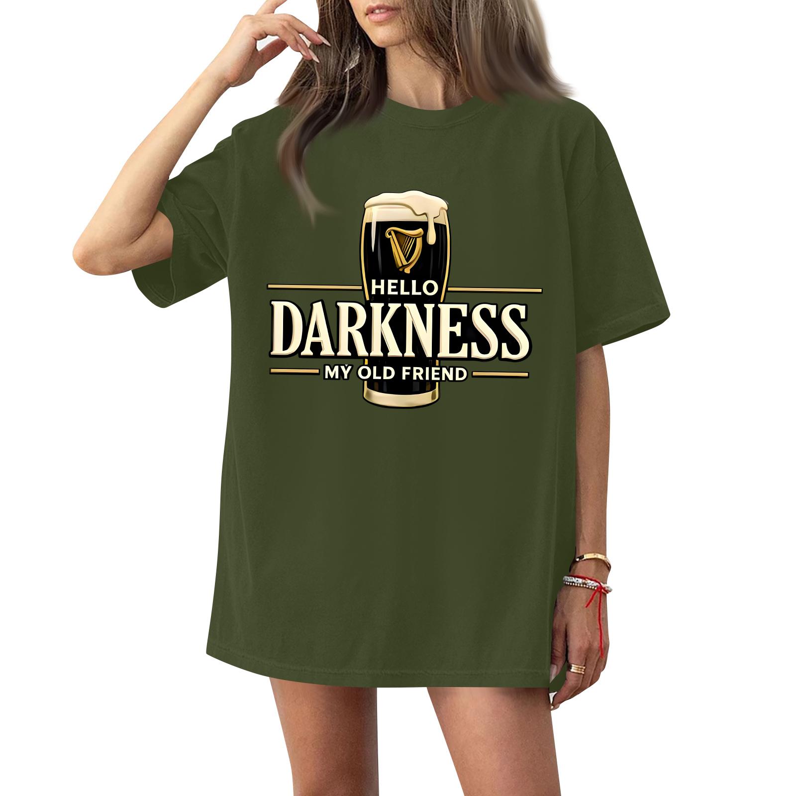 Women s Casual Fashion Round Neck St. Patrick Print Short Sleeve T-Shirt Top M