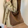 Vintage Suede Texture Simple Crossbody Tote Bag Women New Korean Style Versatile Shoulder Bag High Quality Commuter Storage Bag