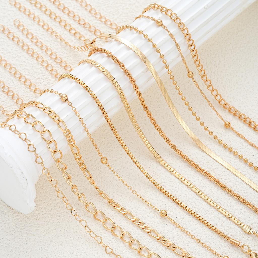 11 Pcs Simple Punk Gold Color Bracelet Set Heart Twist Cuban Chain Bracelet for Women Trendy Jewelry Gift Wholesale Dropshipping
