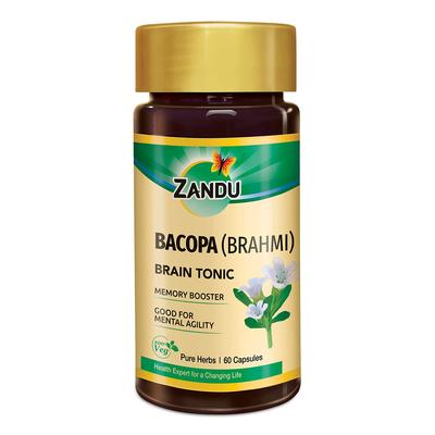 Bacopa Brahmi Capsules 60 Veg Ayurvedic Herbal Supplement for Focus, Concentration & Mental Clarity