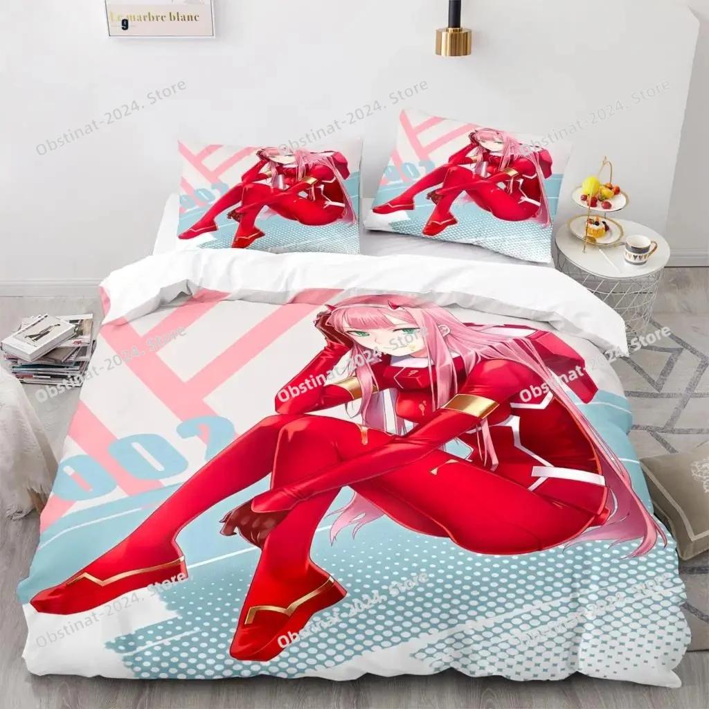 

Постельное белье с принтом Darling In The Franxx, комплект одеяла, односпальное, двуспальное, Queen, Super King, для взрослых и детей, спальня Comforter (quilt)-EU Single(135*200cm)3pcs