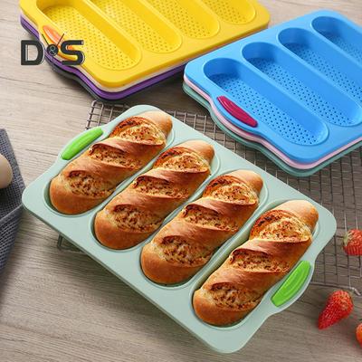 Stampo per cottura del pane antiscottatura in silicone per teglia per baguette a 4 griglie per uso alimentare
