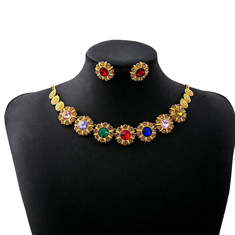 Luxury Atmospheric Water Drop Jewelry Set, Geometric Round Pearl Earrings, Elegant Flower Necklace For Women