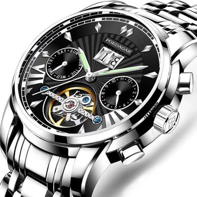 Pánské hodinky Top značka Luxusní automatické mechanické hodinky Vodotěsné Svítící Obchodní Nerezová ocel Náramek