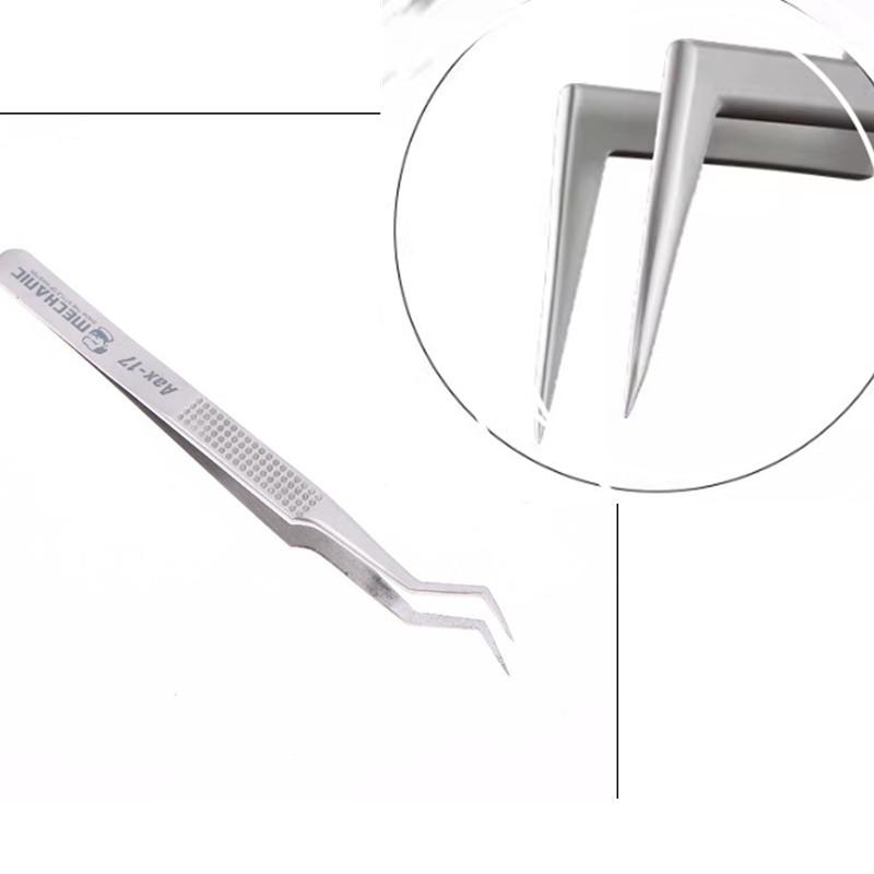 1Pc Stainless Steel Aax-17 Tin Positioning Tweezers Fine Pointed Tip For Precise Clamping Of Tin Wire Non-slip Wear-resistant