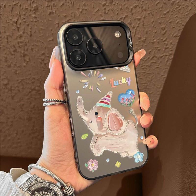 Phone Case For iPhone 17 16 15 14 13 12 11 Pro Max 17 Air 16E XR XS X 7 8 Plus Oil Painting Elephant Shockproof Silicone Cover