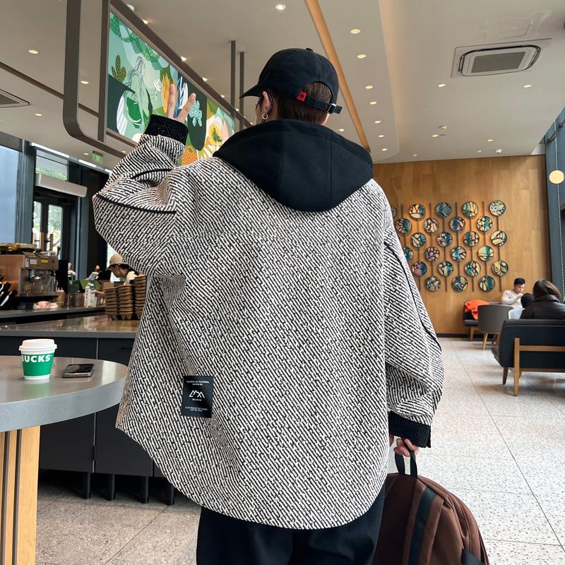 Autumn Jacket Men's Hooded Hong Kong Style Handsome Top Teenager Middle School Students Trendy Loose Casual Jacket