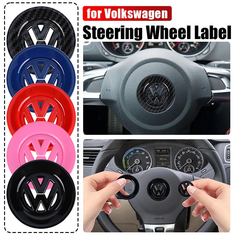 FD02-Car ABS Carbon Fiber Logo Steering Wheel Badge Sticker Accessories For Volkswagen Passat B6 Golf 5 7 Polo Rline Magotan Tiguan